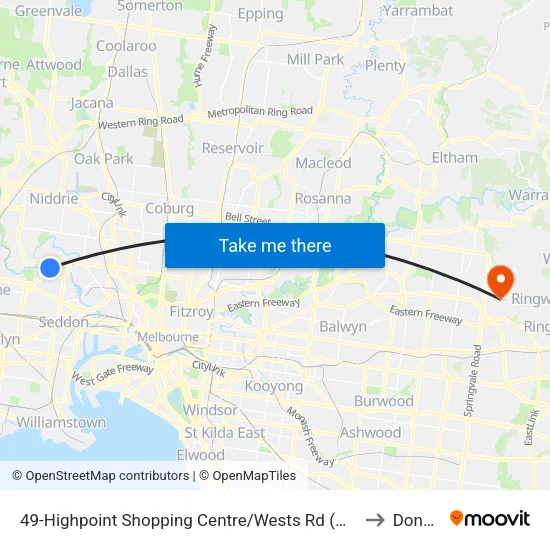 Highpoint Shopping Centre/Wests Rd #49 to Donvale map