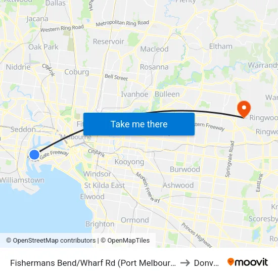 Fishermans Bend/Wharf Rd to Donvale map
