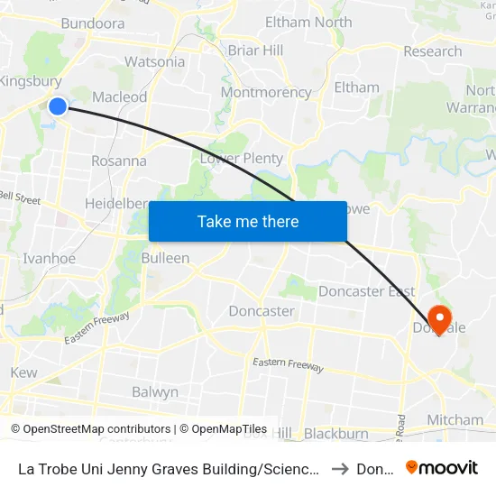 La Trobe Uni Jenny Graves Building/Science Dr to Donvale map