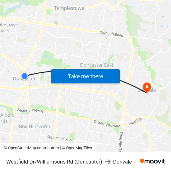 Westfield Dr/Williamsons Rd to Donvale map