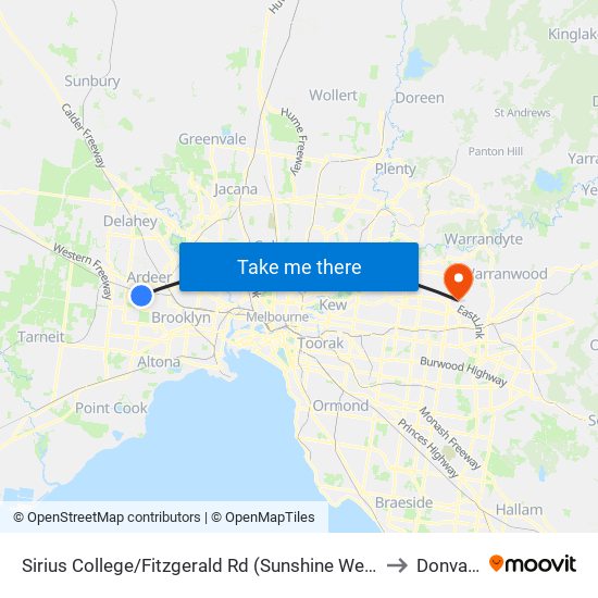 Sirius College/Fitzgerald Rd (Sunshine West) to Donvale map