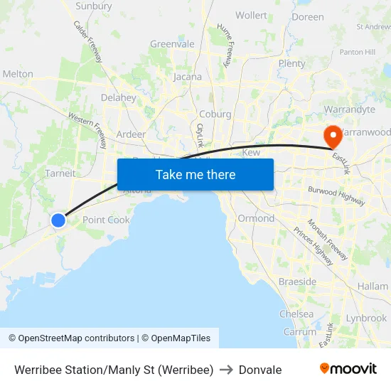 Werribee Station/Manly St to Donvale map