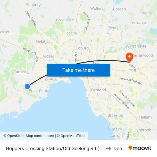 Hoppers Crossing Station/Old Geelong Rd to Donvale map