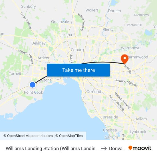 Williams Landing Station (Williams Landing) to Donvale map