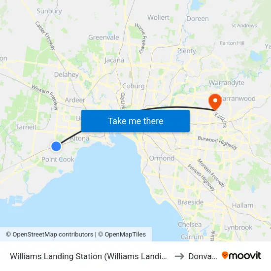 Williams Landing Station to Donvale map