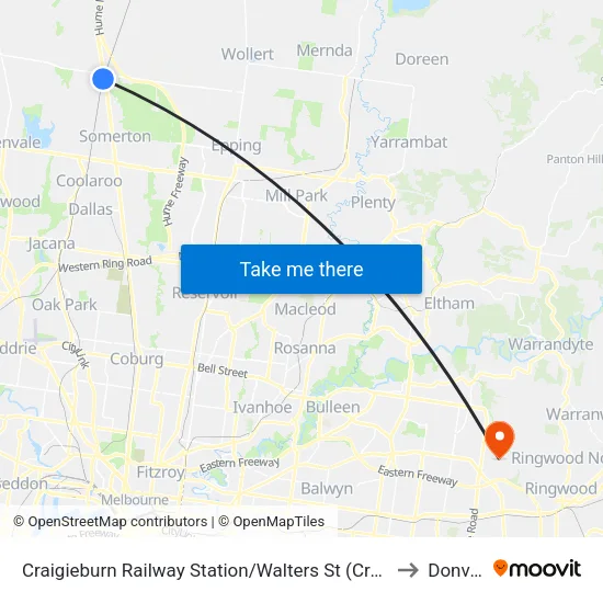 Craigieburn Station/Walters St to Donvale map