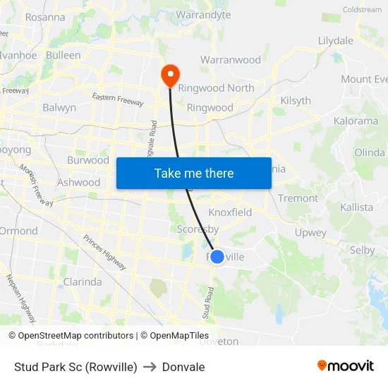 Stud Park Sc to Donvale map