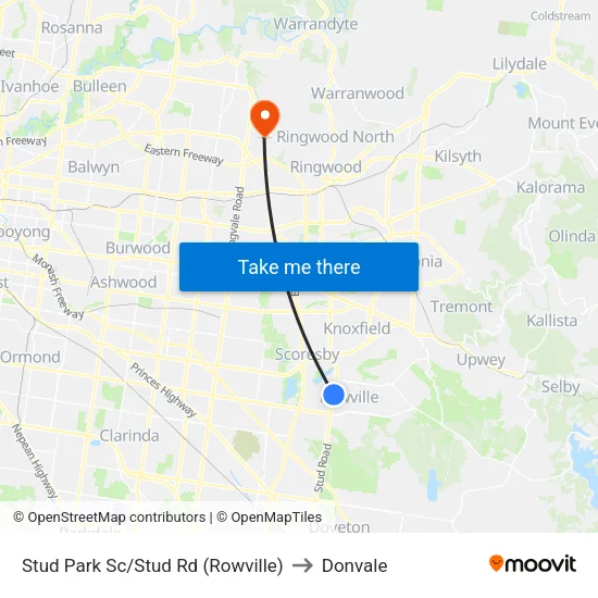 Stud Park Sc/Stud Rd to Donvale map