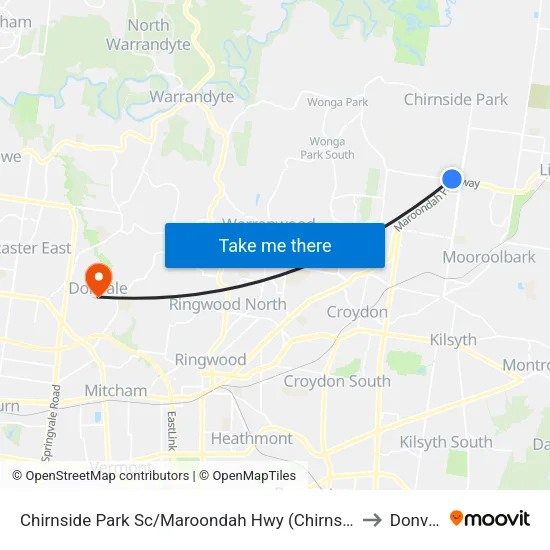 Chirnside Park Sc/Maroondah Hwy to Donvale map