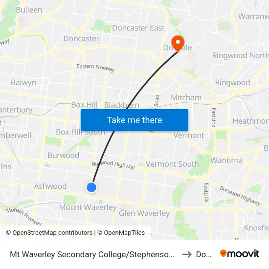 Mt Waverley Sec Col/Stephensons Rd to Donvale map