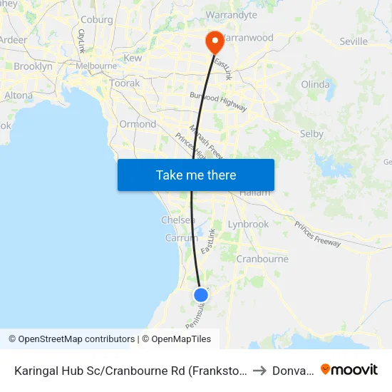 Karingal Hub Sc/Cranbourne Rd to Donvale map