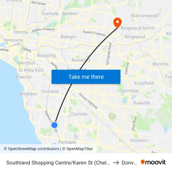 Southland Shopping Centre/Karen St to Donvale map
