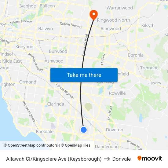 Allawah Cl/Kingsclere Ave to Donvale map