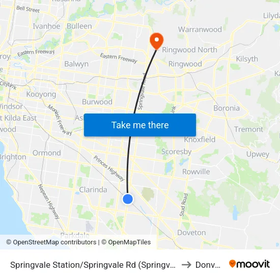 Springvale Station/Springvale Rd to Donvale map