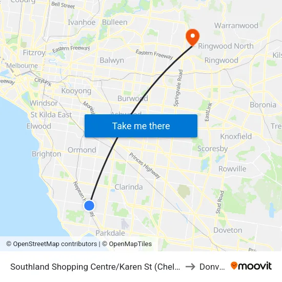 Southland Shopping Centre/Karen St to Donvale map