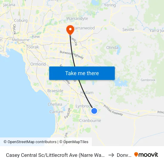 Casey Central Sc/Littlecroft Ave to Donvale map
