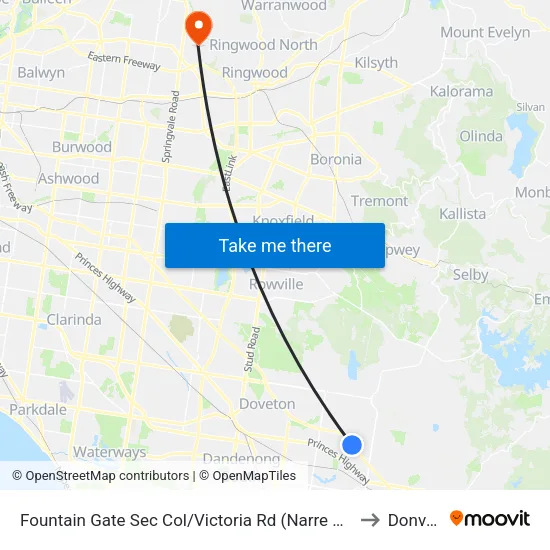 Fountain Gate Sec Col/Victoria Rd to Donvale map