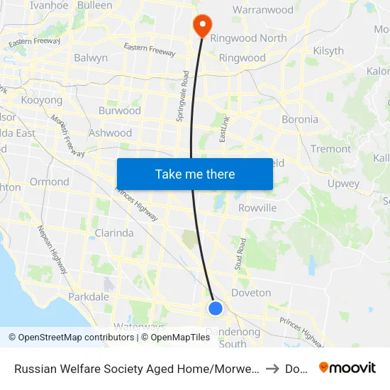 Russian Welfare Society Aged Home/Morwell Ave to Donvale map