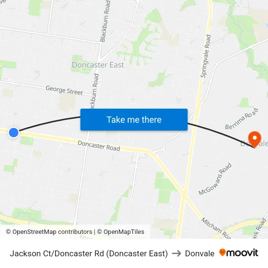 Jackson Ct/Doncaster Rd to Donvale map