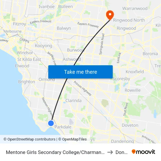 Mentone Girls Secondary College/Charman Rd to Donvale map