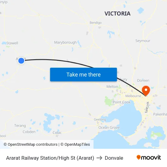 Ararat Railway Station/High St to Donvale map
