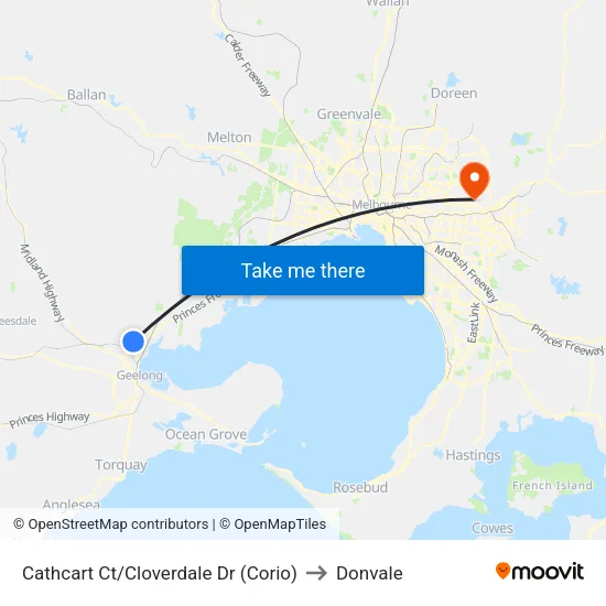 Cathcart Ct/Cloverdale Dr to Donvale map