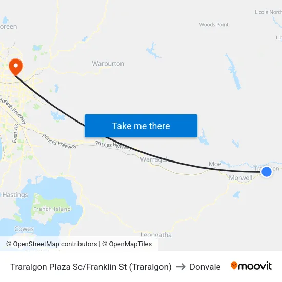 Traralgon Plaza Sc/Franklin St to Donvale map