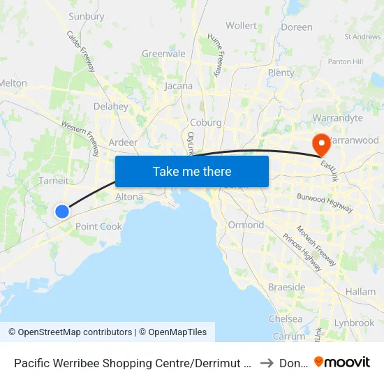 Pacific Werribee Shopping Centre/Derrimut Rd to Donvale map