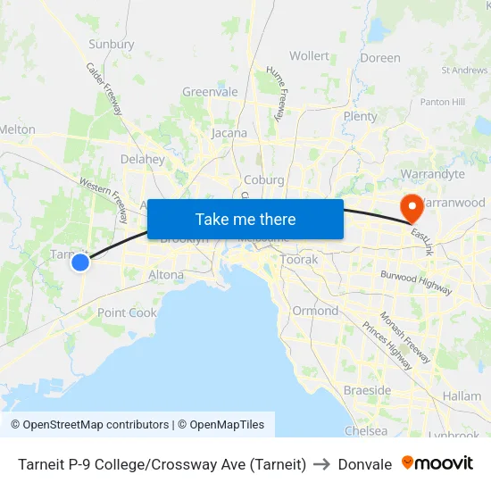 Tarneit P-9 College/Crossway Ave to Donvale map