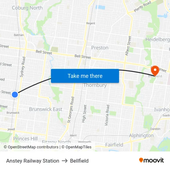 Anstey Railway Station to Bellfield map