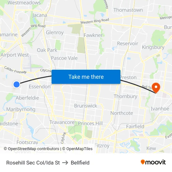 Rosehill Sec Col/Ida St to Bellfield map