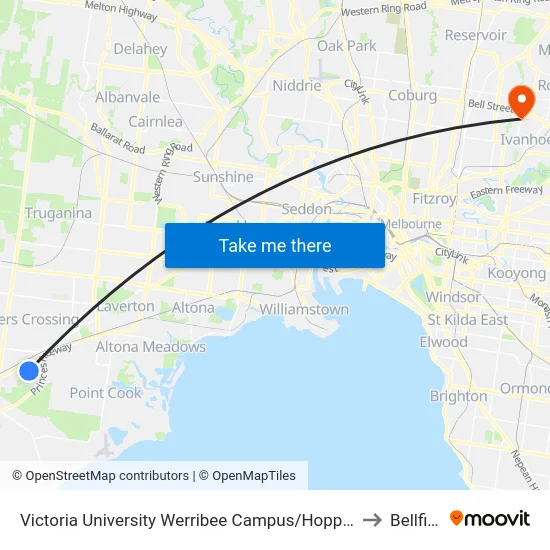 Victoria University Werribee Campus/Hoppers Lane to Bellfield map