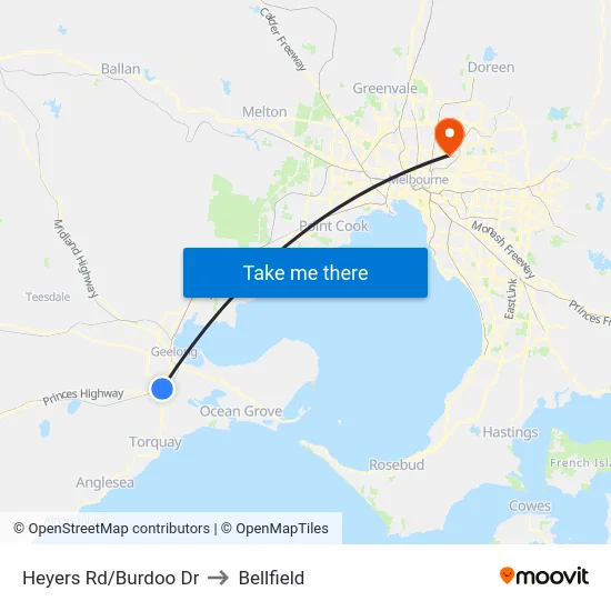 Heyers Rd/Burdoo Dr to Bellfield map