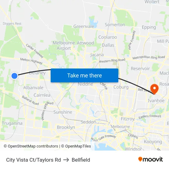 City Vista Ct/Taylors Rd to Bellfield map