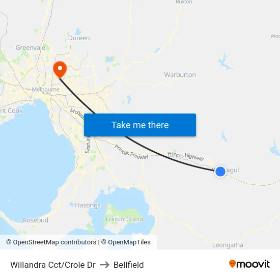 Willandra Cct/Crole Dr to Bellfield map