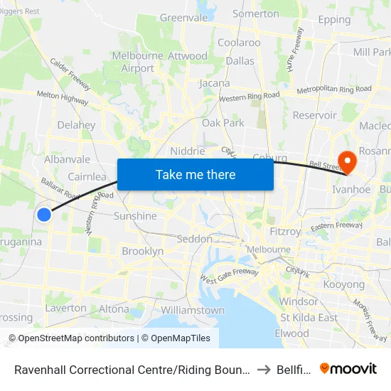 Ravenhall Correctional Centre/Riding Boundary Rd to Bellfield map