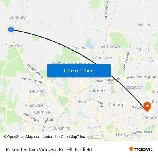 Rosenthal Bvd/Vineyard Rd to Bellfield map