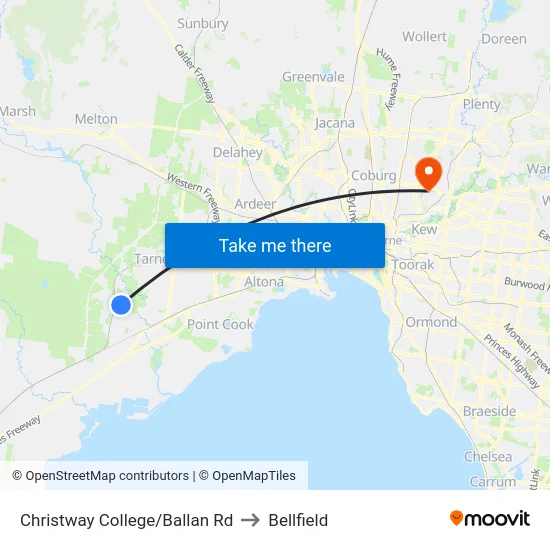 Christway College/Ballan Rd to Bellfield map