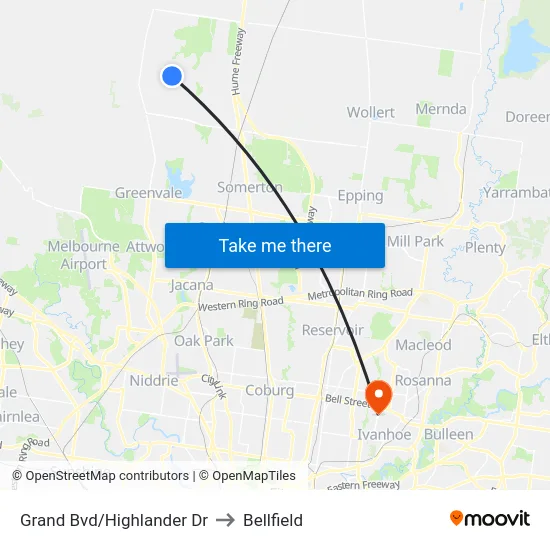 Grand Bvd/Highlander Dr to Bellfield map