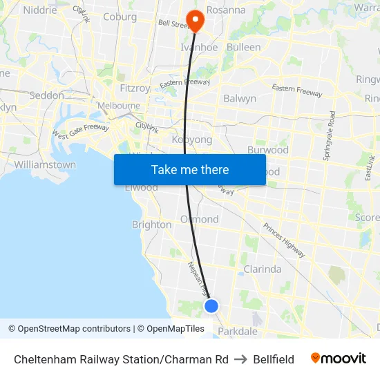 Cheltenham Railway Station/Charman Rd to Bellfield map