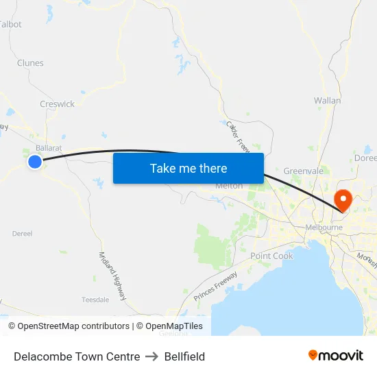 Delacombe Town Centre to Bellfield map