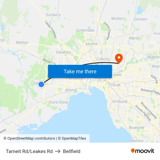 Tarneit Rd/Leakes Rd to Bellfield map