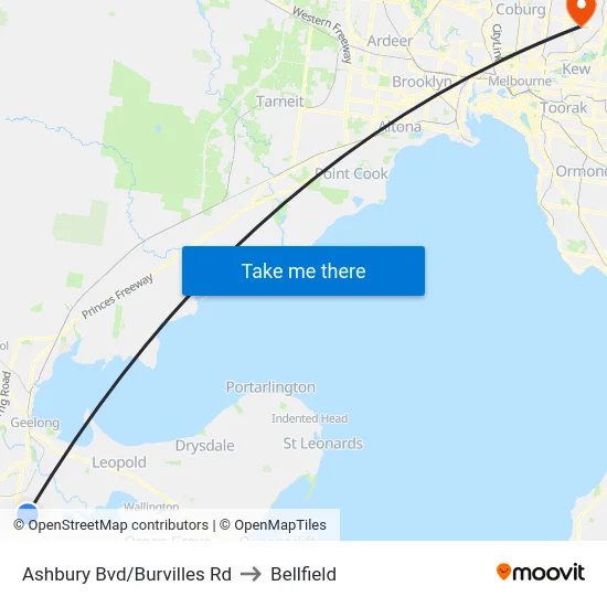 Ashbury Bvd/Burvilles Rd to Bellfield map