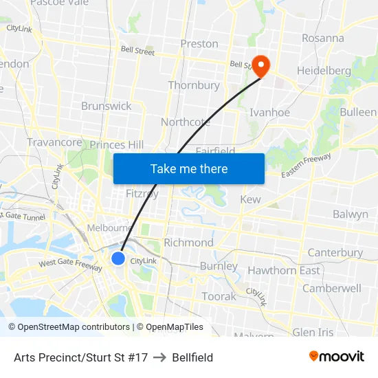 Arts Precinct/Sturt St #17 to Bellfield map