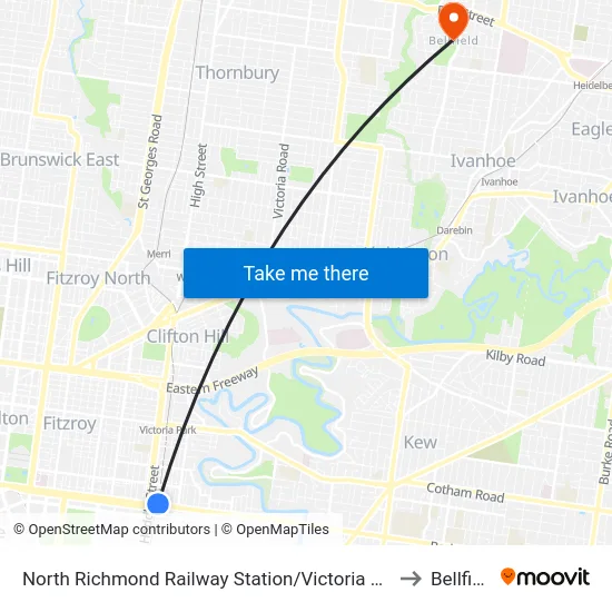 North Richmond Railway Station/Victoria St #19 to Bellfield map