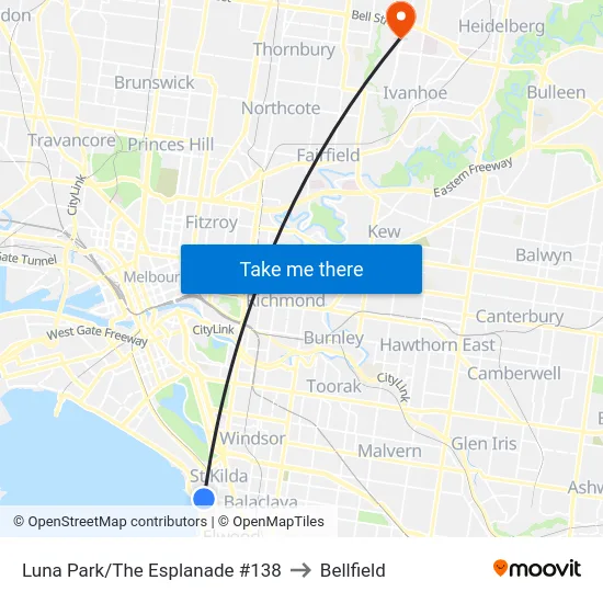 Luna Park/The Esplanade #138 to Bellfield map