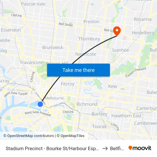 Stadium Precinct - Bourke St/Harbour Esp #D3 to Bellfield map