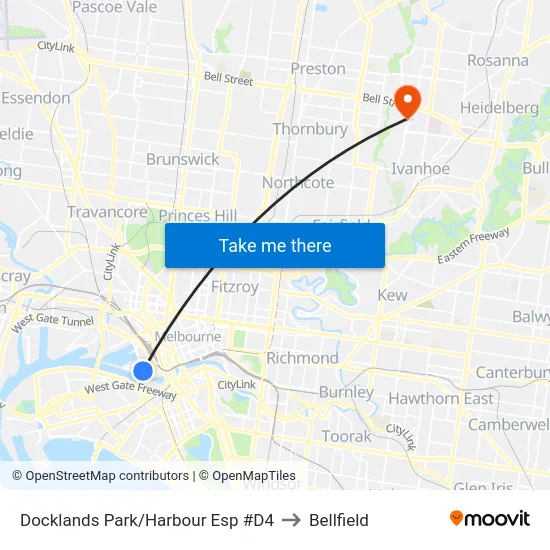 Docklands Park/Harbour Esp #D4 to Bellfield map