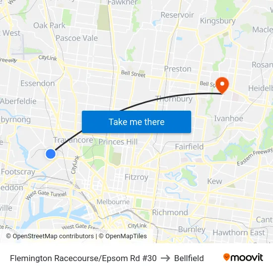 Flemington Racecourse/Epsom Rd #30 to Bellfield map