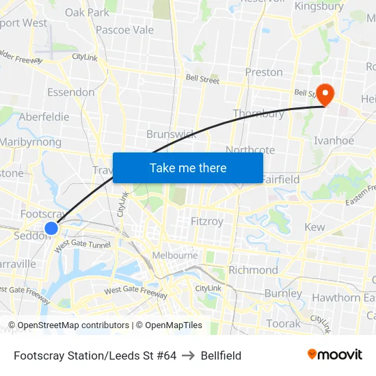 Footscray Station/Leeds St #64 to Bellfield map
